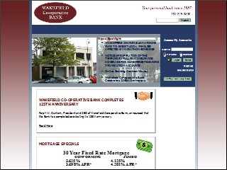 Web site www.wakefieldcoop.com, Wakefield Co-Operative Bank